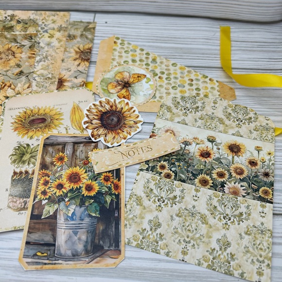 Junk Journal Ephemera Kit Summer Sunflowers scrapbooking mixed media ephemera - Picture 4 of 5